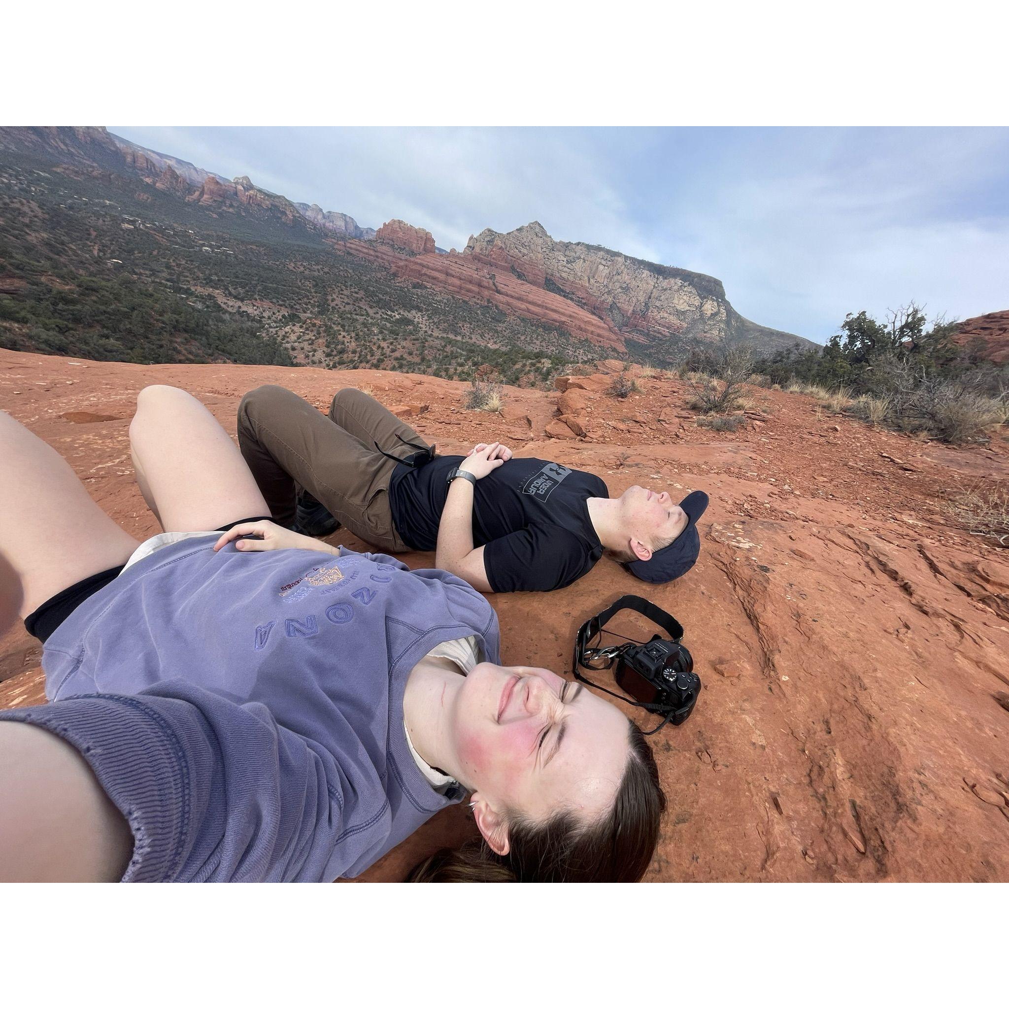 Hiking in Sedona, Arizona for our 3 year anniversary, Jan 2024