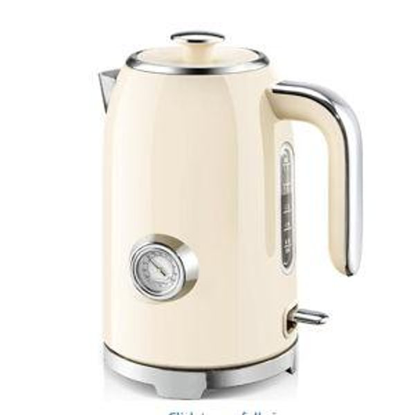 SUSTEAS Electric Kettle - 57oz Hot Tea Kettle Water Boiler with Thermometer, 1500W Fast Heating Stainless Steel Tea Pot, Cordless with LED Indicator, Auto Shut-Off & Boil Dry Protection, Beige