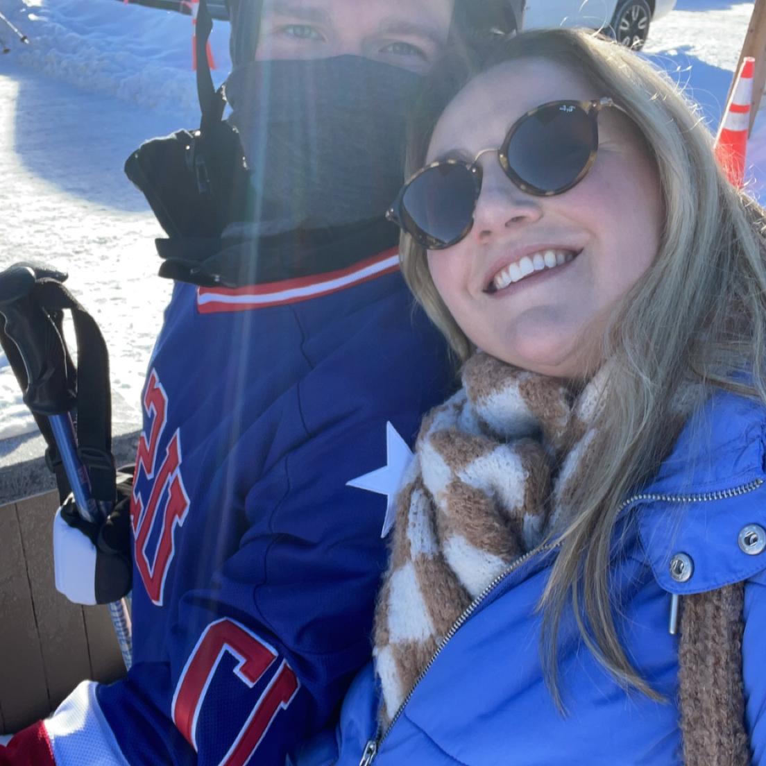 One of us skis!