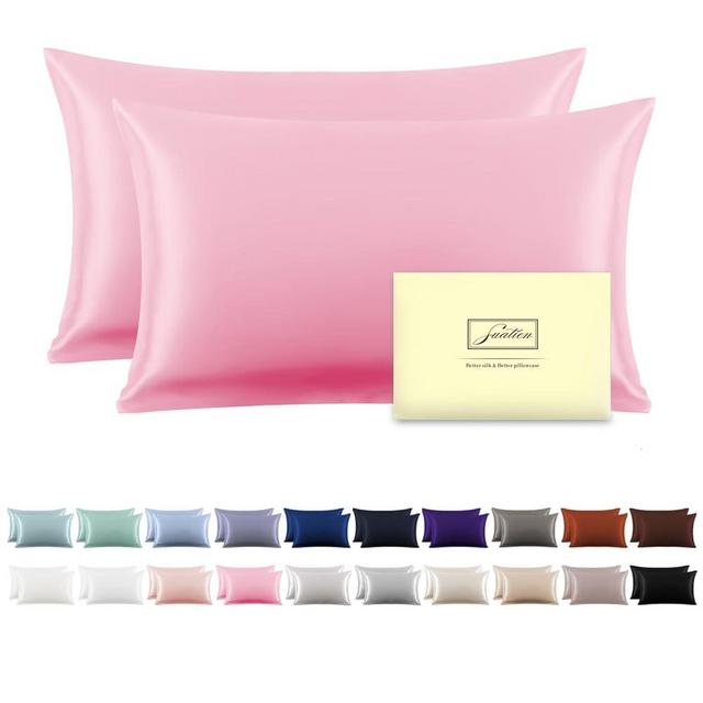 Silk Pillowcase for Hair and Skin,Soft,Breathable and Sliky 100% Standard Size Pillow Cases Set of 2,Both Sides Natural Mulberry Silk Pillowcases with Hidden Zipper(Standard Size 20"X 26",2pcs)