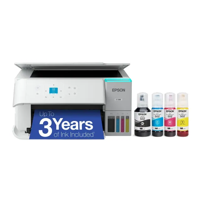 Epson EcoTank ET-2980 Wireless All-in-One Color Supertank Printer - White: Automatic 2-Sided Printing, Borderless Photos, Print From Mobile Device