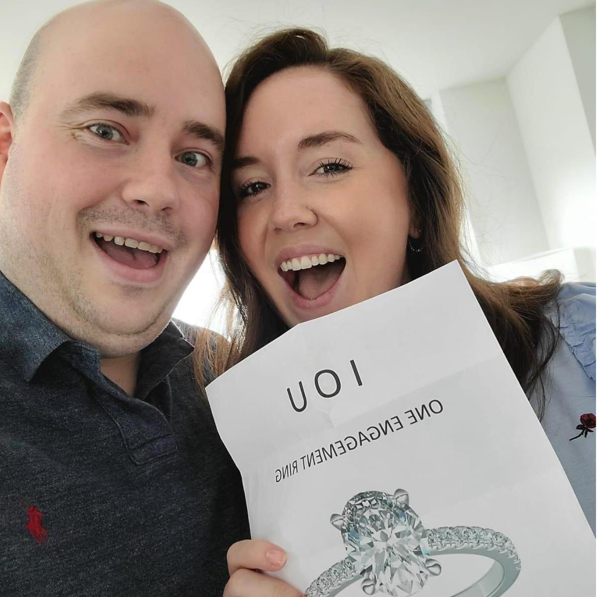 Due to the pandemic the ring wasn't ready when Chris was ready to propose so he used a beautiful ring from Target and an IOU!