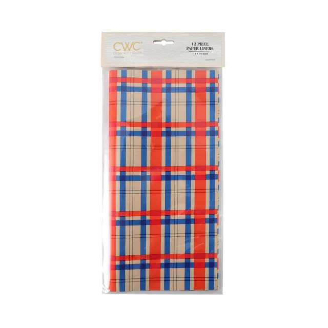 Cook With Color 12pk Food Basket Liners Plaid
