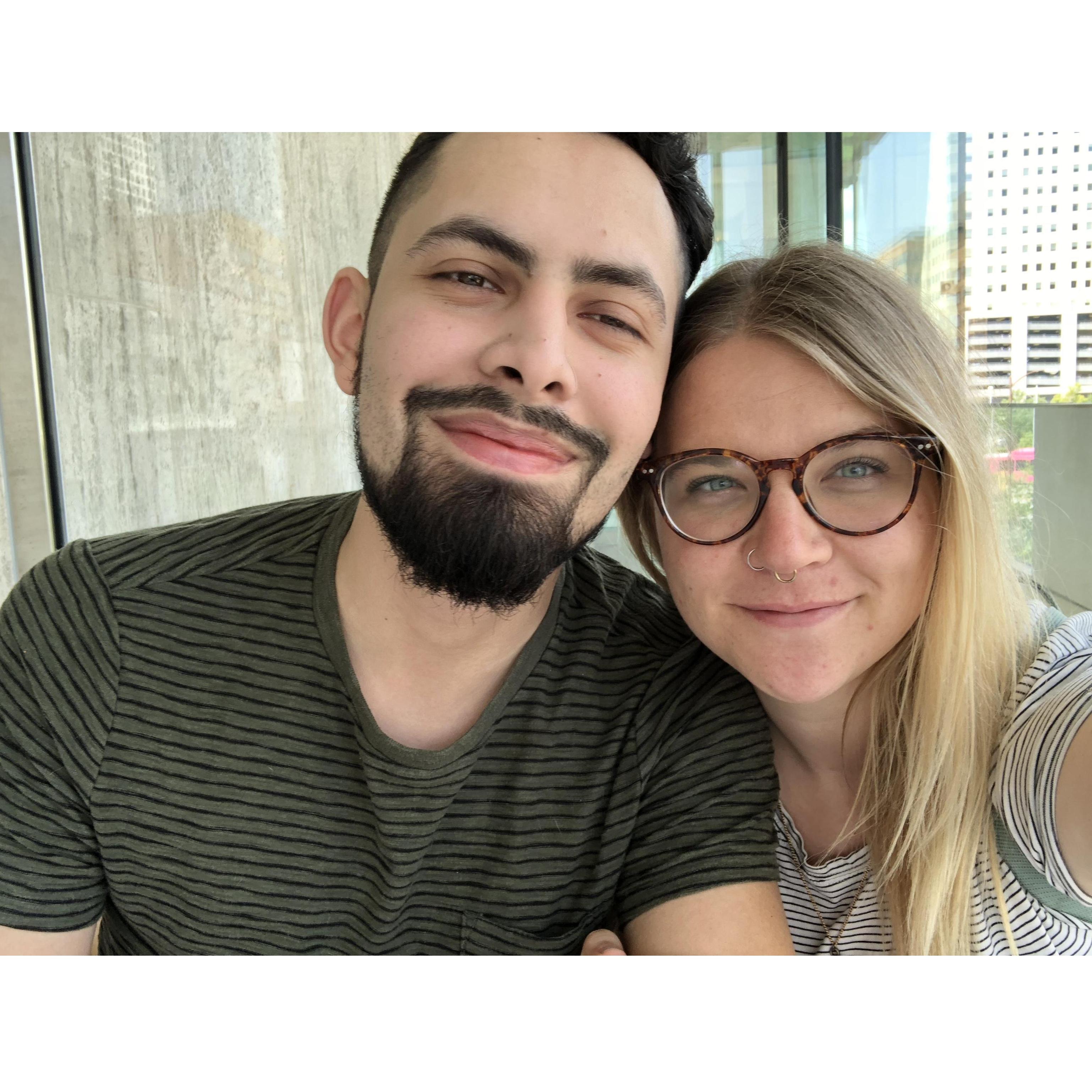 Our first date at the public library in Tulsa.