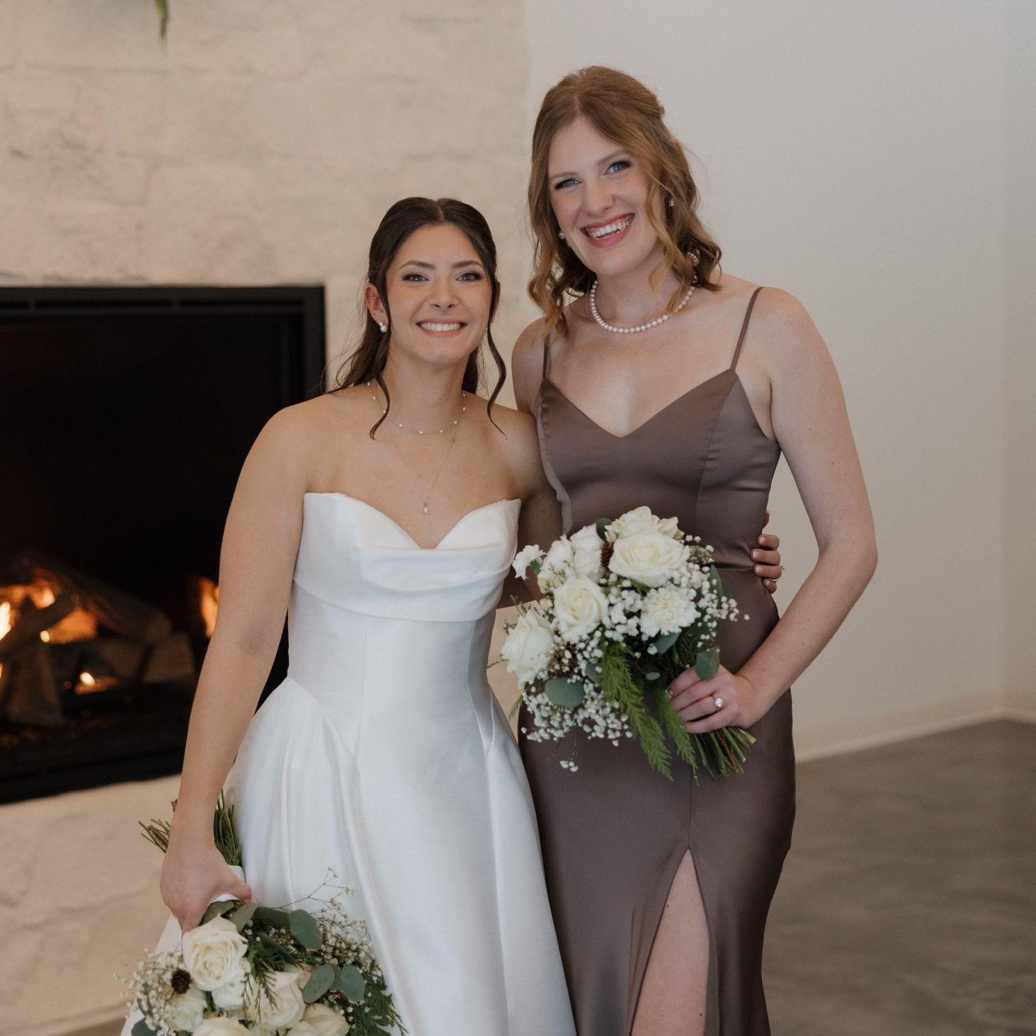 Tierney as a bridesmaid at Abby's wedding