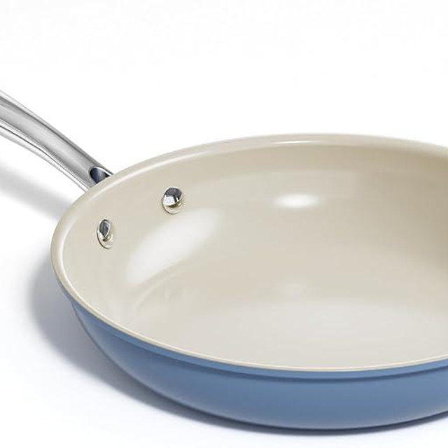 Redchef Nonstick Frying Pan Skillet, Ceramic Non-Stick Saute Pans, 9.5 inch Cooking Fry Pan with Stay Cool Handle, All Stovetops, Dishwasher/Oven Safe, PFAS-Free, Non Toxic (Blue)