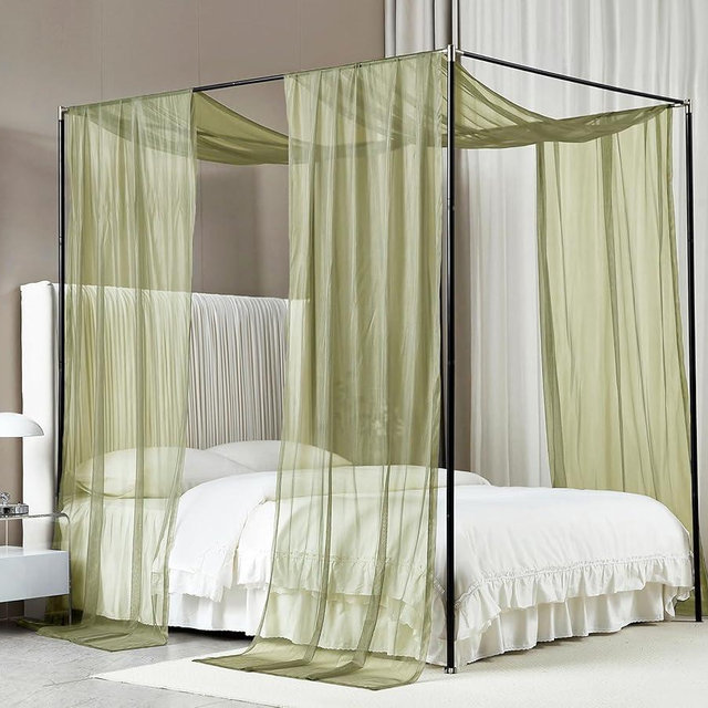 Akiky Canopy Bed Curtains Queen Sheer Sage Green Bed Canopy Scarf Bed Canopy,Kids Bed Scarf-Curtains for Room Décor or Wedding Party Décor(2 Panel Canopy)