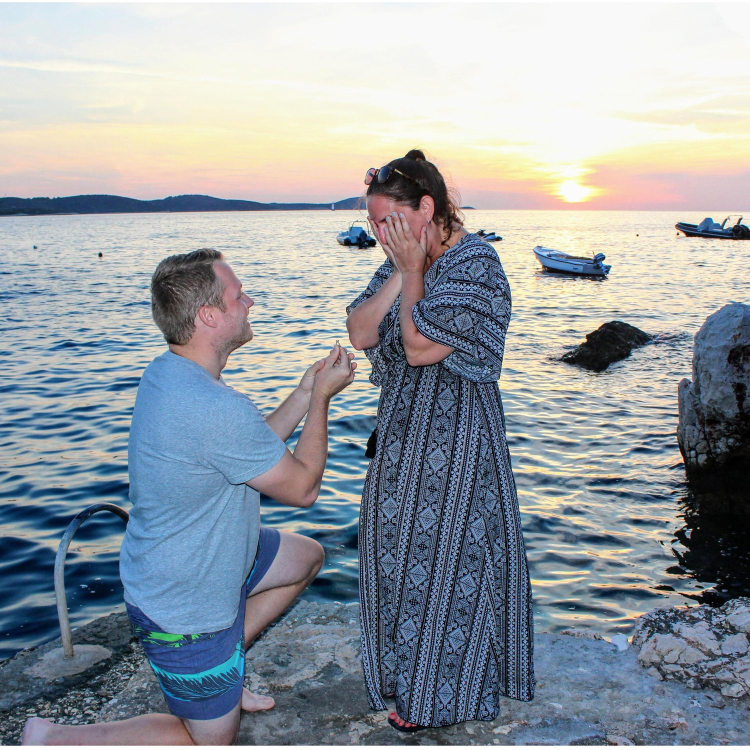 Bryan popped the question in Hvar, Croatia (Sept 6, 2018)