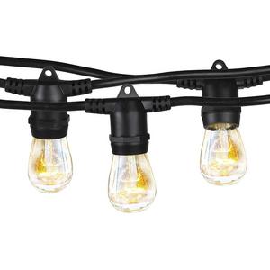 Brightech Ambience Pro Waterproof, Outdoor String Lights- Patio Lighting: Heavy Duty, Commercial Grade Weatherproof 48Ft Vintage Cafe Edison Bulbs- Bistro Strand for Garden Porch Yard Decking- Black