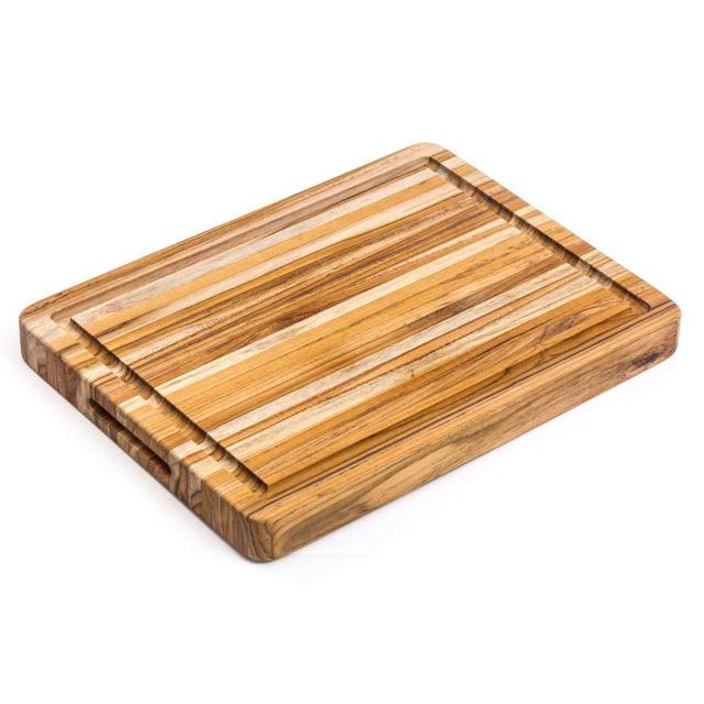 TeakHaus Edge Grain Cutting/Serving Board w/Hand Grip + Juice Canal (Rectangle) | 16" x 12" x 1.5"