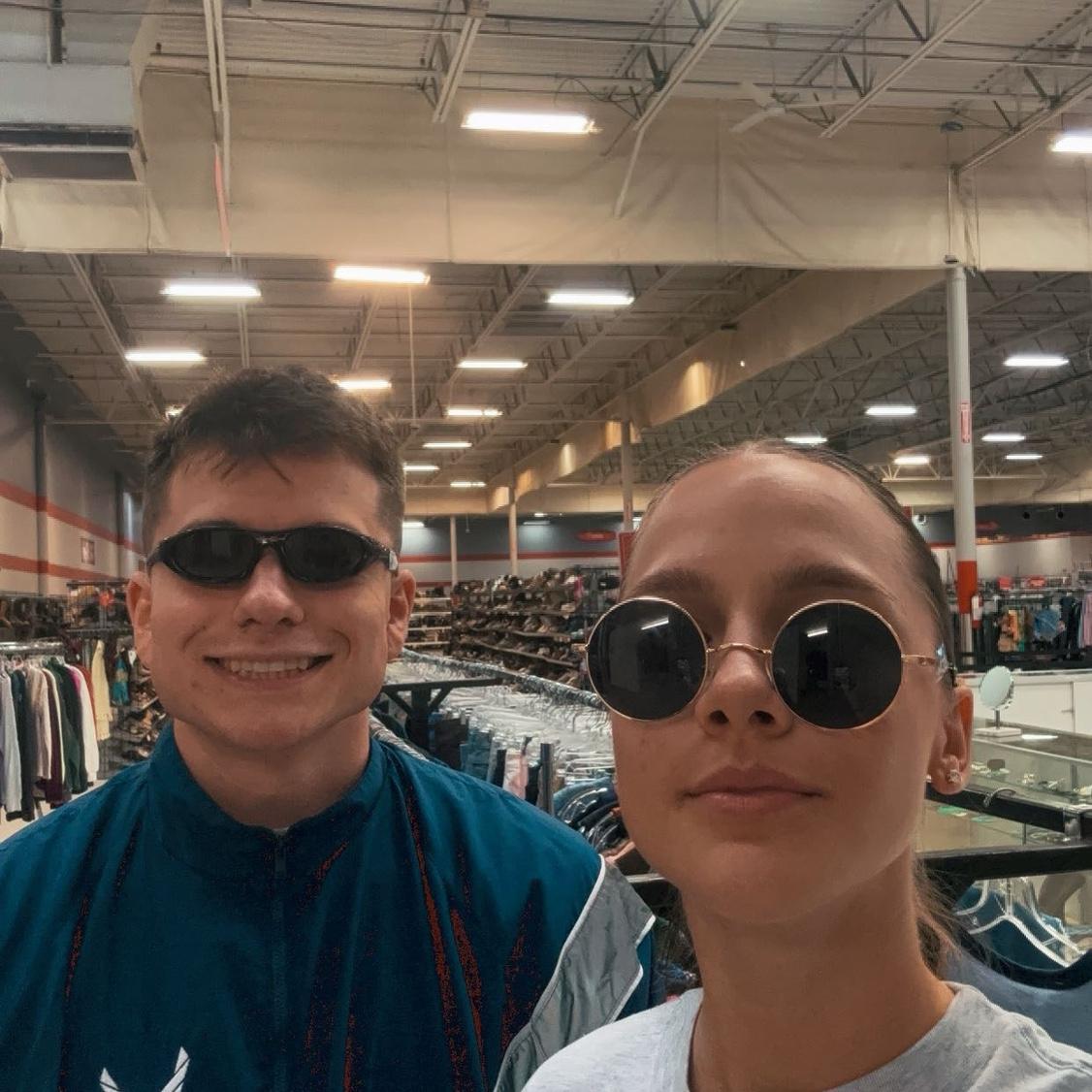 Their very first unofficial date while in Tech school in San Antonio, all Karin had was Air Force PT gear so he wore his and they went went to Texas Thrift!