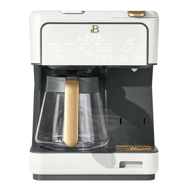 Multi-Brew Coffee Maker, 12-Cup Carafe + Single-Serve, Pods or Grounds, Over Ice, Touch Display by Drew Barrymoree.
