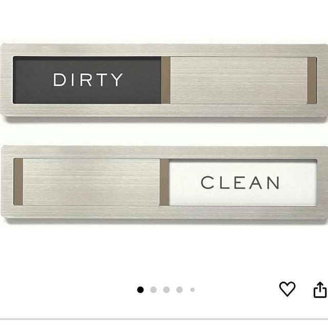 Dishwasher Magnet Clean Dirty Sign, Kubik Letters Premium Stainless Steel Grade 304, Kitchen Organizers and Storage Decor, Extra Adhesive Tapes Included.