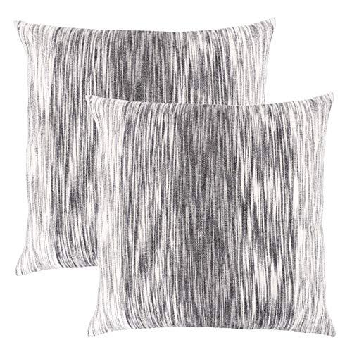 KAF Home Ombre Slub Stripe Decorative Pillow Cover 20 x 20-Inch 100-Percent Cotton - Set of 2 (Black)