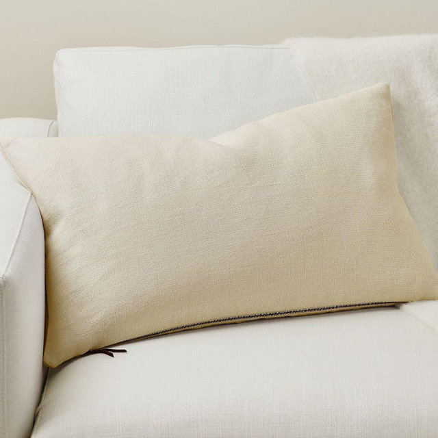 Belgian Linen Lumbar Pillow Cover, 16" x 26", Bone