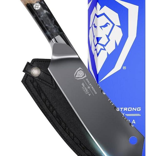 Dalstrong Crixus Chef Knife - 8 inch - Valhalla Series - Black Blade Titanium Coated - 9CR18MOV HC Steel - Resin & Wood Handle -Kitchen Cooking Chef's Knife - Leather Sheath