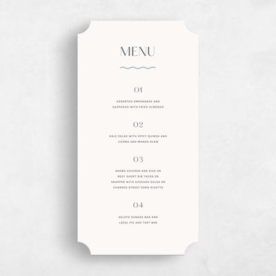 Blue Ticket Wedding Menu - Girard