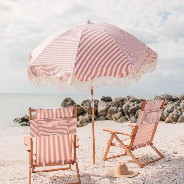 The Holiday Beach Umbrella - Navy Crew Stripe