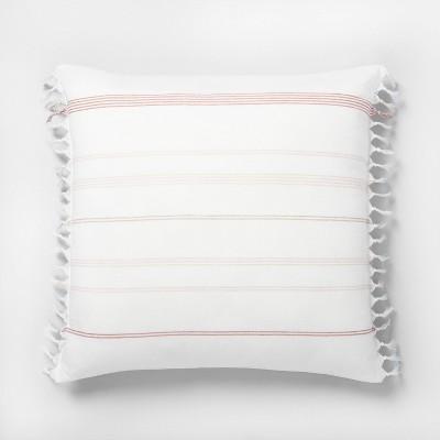 22x22 Knotted Fringe Throw Pillow Sour Cream / Rose - Hearth & Hand™ with Magnolia