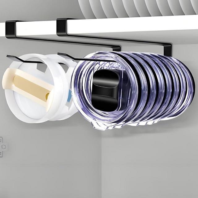 ARTLEO Shallow Tumbler Lid organizers for Cabinet, Space Saving Yeti Tumbler Lid Holder, Stanley Cup Lid organizers Under Cabinet, No Drill Cup Lid Hanger Must-Have 2025, 2 Pack Storage Hook