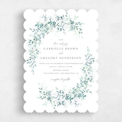 Blue Scalloped Wedding Invitation - Farnham Portrait