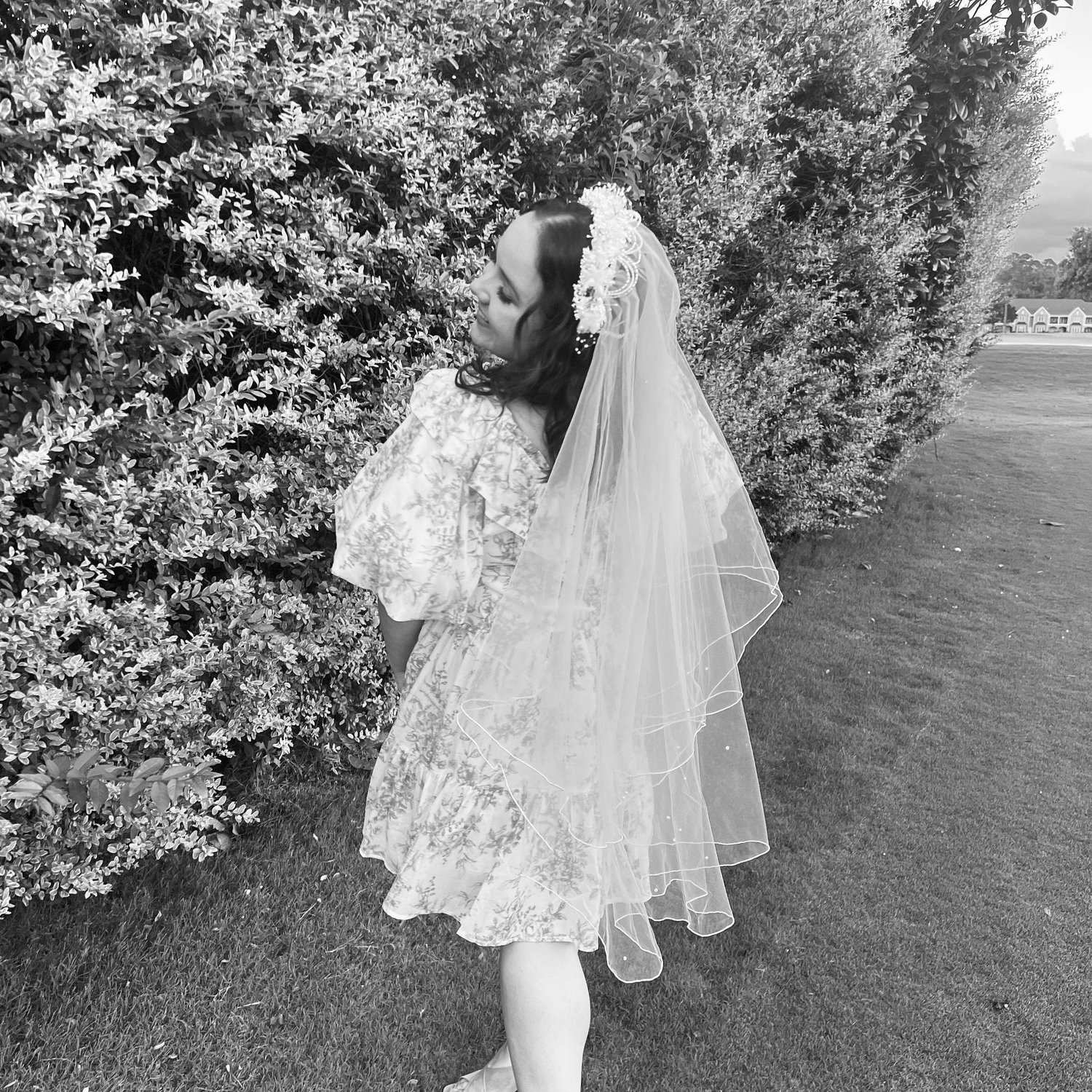 Rebecca wore her mom's veil to the celebratory wedding dinner!