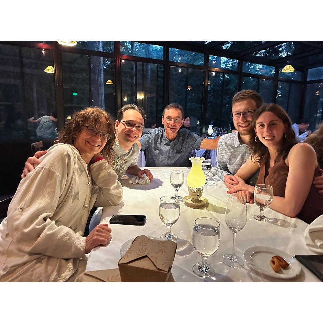 Dinner out with Elizabeth, Yohan, & Gilles (mother, son, & father, and all very dear friends).