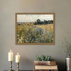 XMMPOT Wildflower Canvas Wall Art: Framed Wall Art for Living Room- Vintage Nature Botanical Bathroom Wall Decor Prints 12"x15"