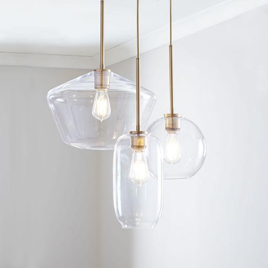 Sculptural Glass 3-Light Chandelier - Mixed