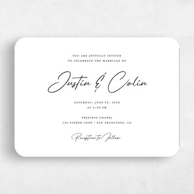 Black Rounded Wedding Invitation - Burke Landscape Letterpress