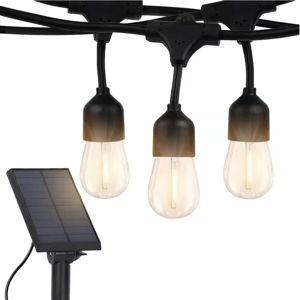 Ambience Pro 15-Light 48 ft. Outdoor Solar Powered 1W 2700K Warm White LED S14 Edison Bulb String Lights