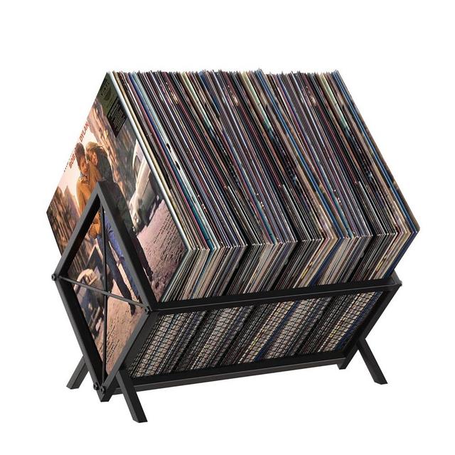 YINMIT Vinyl Record Storage Holder - 80-100 LP Organizer, Metal Display Rack, Quick Assembly Album Storage for Books