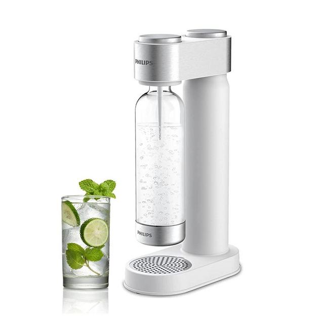 Philips Stainless Sparkling Water Maker Soda Maker Machine for Home Carbonating with BPA free PET 1L Carbonating Bottle, Compatible with Any Screw-in 60L CO2 Exchange Carbonator(NOT Included), White