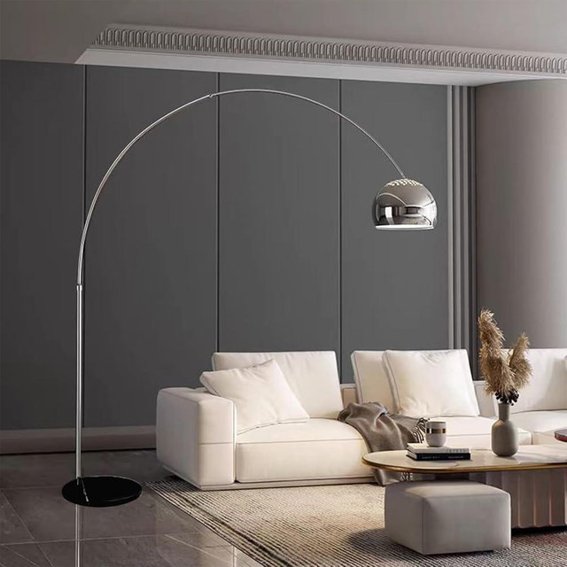 Mingfitow Floor Lamps for Living Room,80" Arc Floor Lamp,with Dimmer Adjustable Brightness,Modern Floor Lamp for Bedroom,Dining Rooms,Office,Corner Lamp with Chrome Bell Shaped Lampshade
