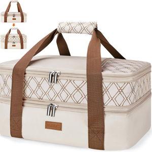 Vuudh Expandable Casserole Carrier Bag - Double Decker Food Bag, Insulated Casserole Carrier for Hot or Cold Food, Lasagna Holder Tote for Picnics,Beaches,Traveling or Gifts