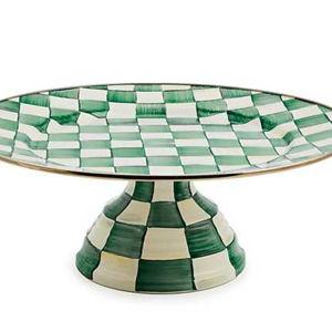 Emerald Check Large Pedestal Platter