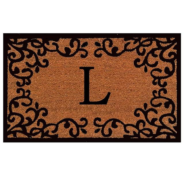 Calloway Mills 180021830L Chateaux Monogram Doormat 18" x 30", Black/Natural (Letter L)