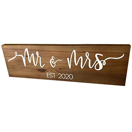 Craftwize Mr & Mrs Sign - Brown (Gift Box Included), 2020 Large ~ Wedding Present, Newlywed Gift/Decoration