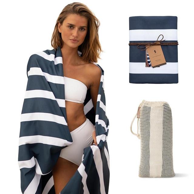 SummerSand Microfiber Beach Towel Extra Large (79 x 39.5 in) - Quick Dry, Sand Free - Compact and Lightweight for Travel - Recycled Materials - Travel Bag Incl - Oversized Pool Towel – Deep Blue