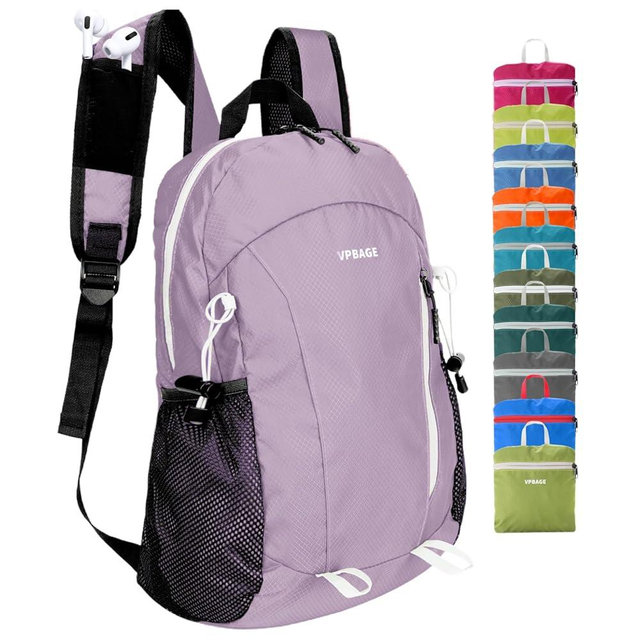 VPBAGE 15L Water-resistant Hiking Daypack, Small Backpack Travel Outdoor, Lightweight Day Pack with Tool Loops