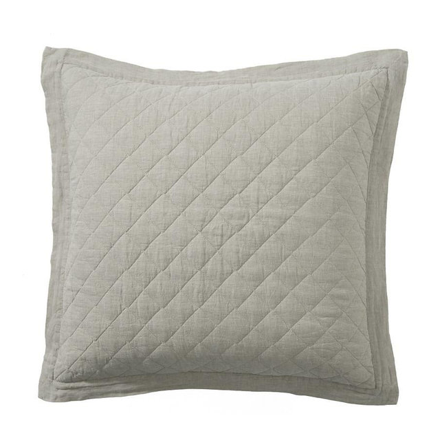 Belgian Flax Linen Diamond Euro Shams, Set of 2 Eucalyptus