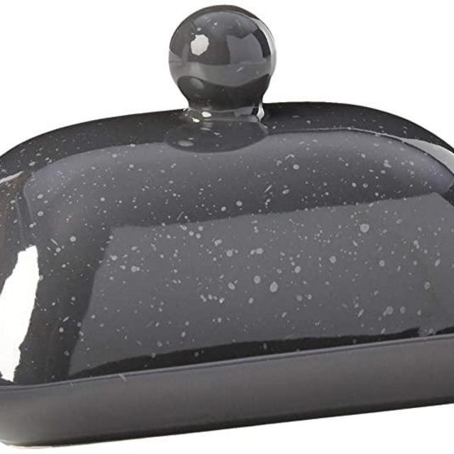 Boston Warehouse 95142 Speckleware Butter Dish with Lid, Charcoal