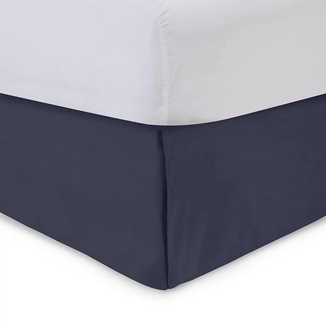 Tailored Bed Skirt - King 18 inch Drop, Cotton Blend , Navy Bedskirt with Split Corners(Available in and 16 Colors) Blissford