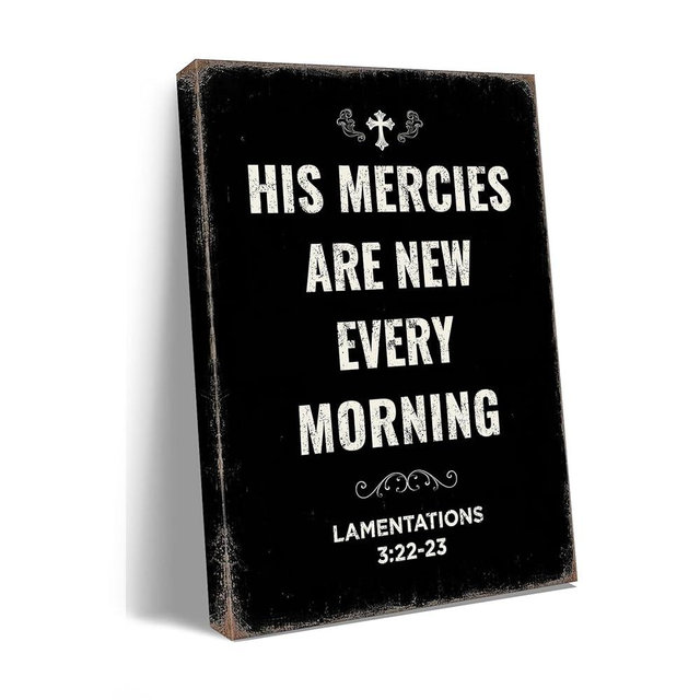 Ploceiny Christian Wall Art His Mercies Are New Every Morning 3:22-23 - Bible Verse Print for Bedroom, Living Room, Office & Prayer Room - Farmhouse Style wall art.A-429