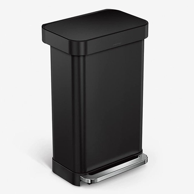 simplehuman Hands-Free Kitchen Step Trash can, 45 Liter, Matte Black