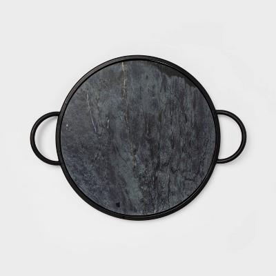 19&#34; x 4&#34; Round Marble Tray Black - Project 62&#8482;