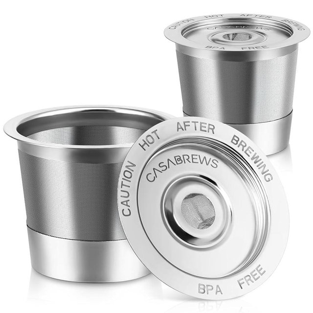 2 Pack Reusable K Cups Coffee Pods for Keurig, Universal Stainless Steel Refillable Reusable K-Cup Coffee Filters Compatible with Keurig 1.0 Coffee Machines, Eco-Friendly, BPA-Free