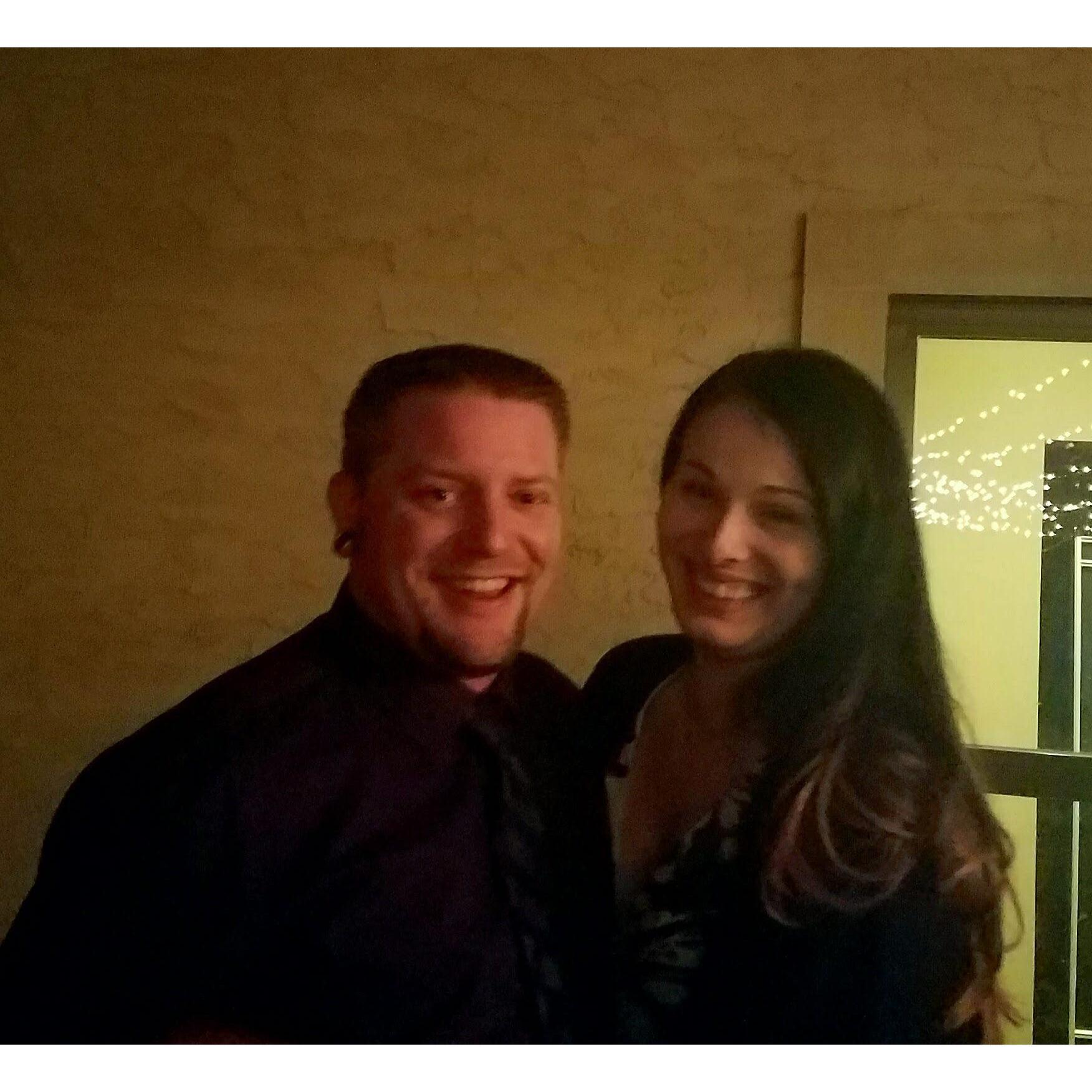 At a wedding reception early on in our relationship