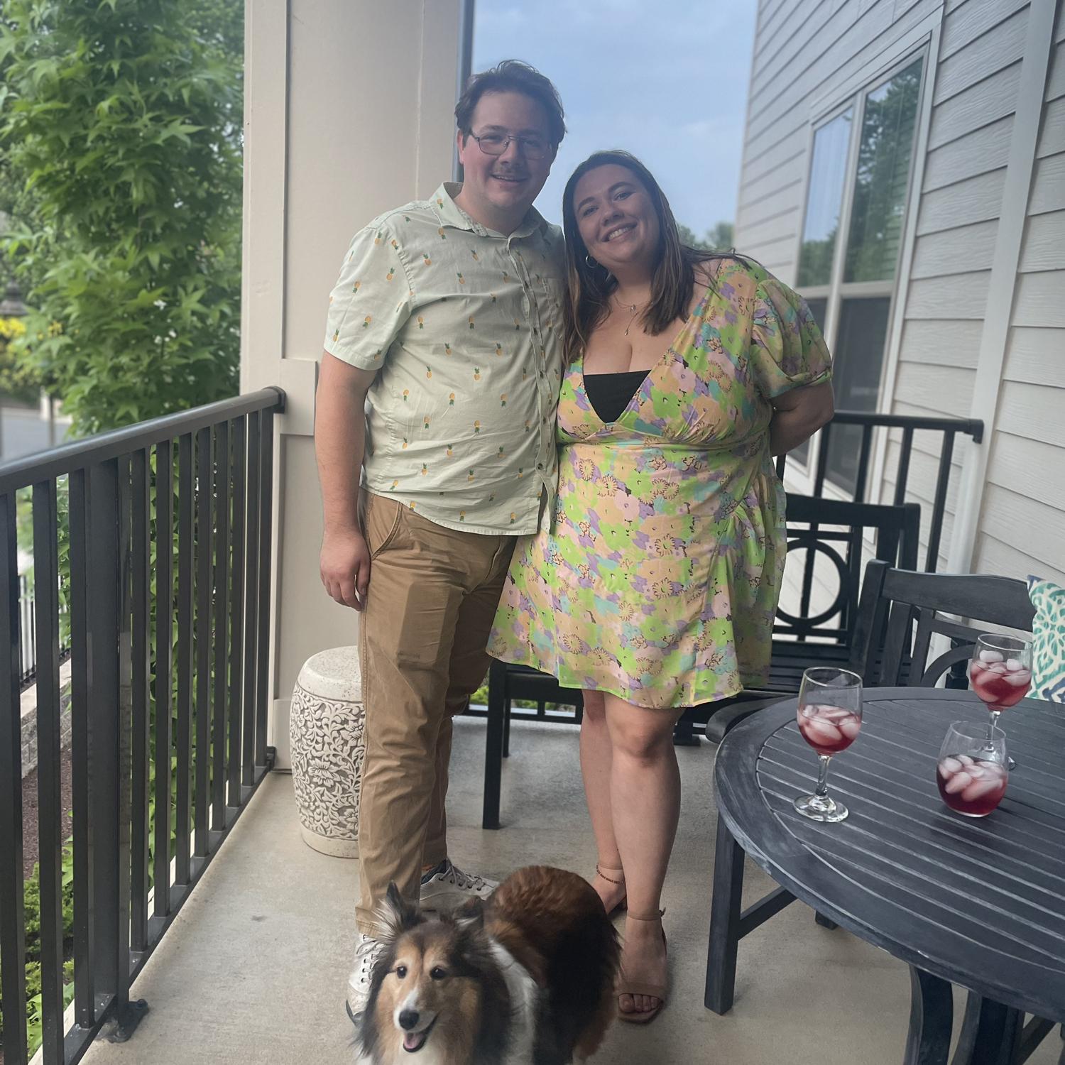 Wine with Stefin’s mom and dog, Linzie 2023