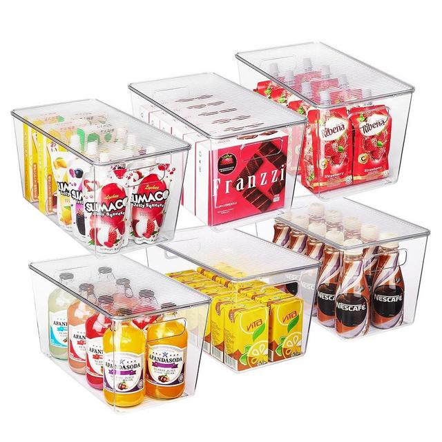 Vtopmart 6 Pack Large Clear Plastic Storage Bins with Lids, Stackable Containers with Handle for Pantry,Kitchen,Fridge,Cabinet,Bathroom,Under Sink Organizer,Includes Labels (XL)
